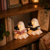 3D Printed Ghost Reading Book Figurine – Cozy Cat, LED Tealight Decor