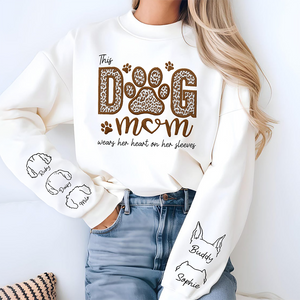 This Dog Mom Wears Her Heart On Her Sleeves Dog Personalized Sleeve Embroidered Sweatshirt HA75 892012