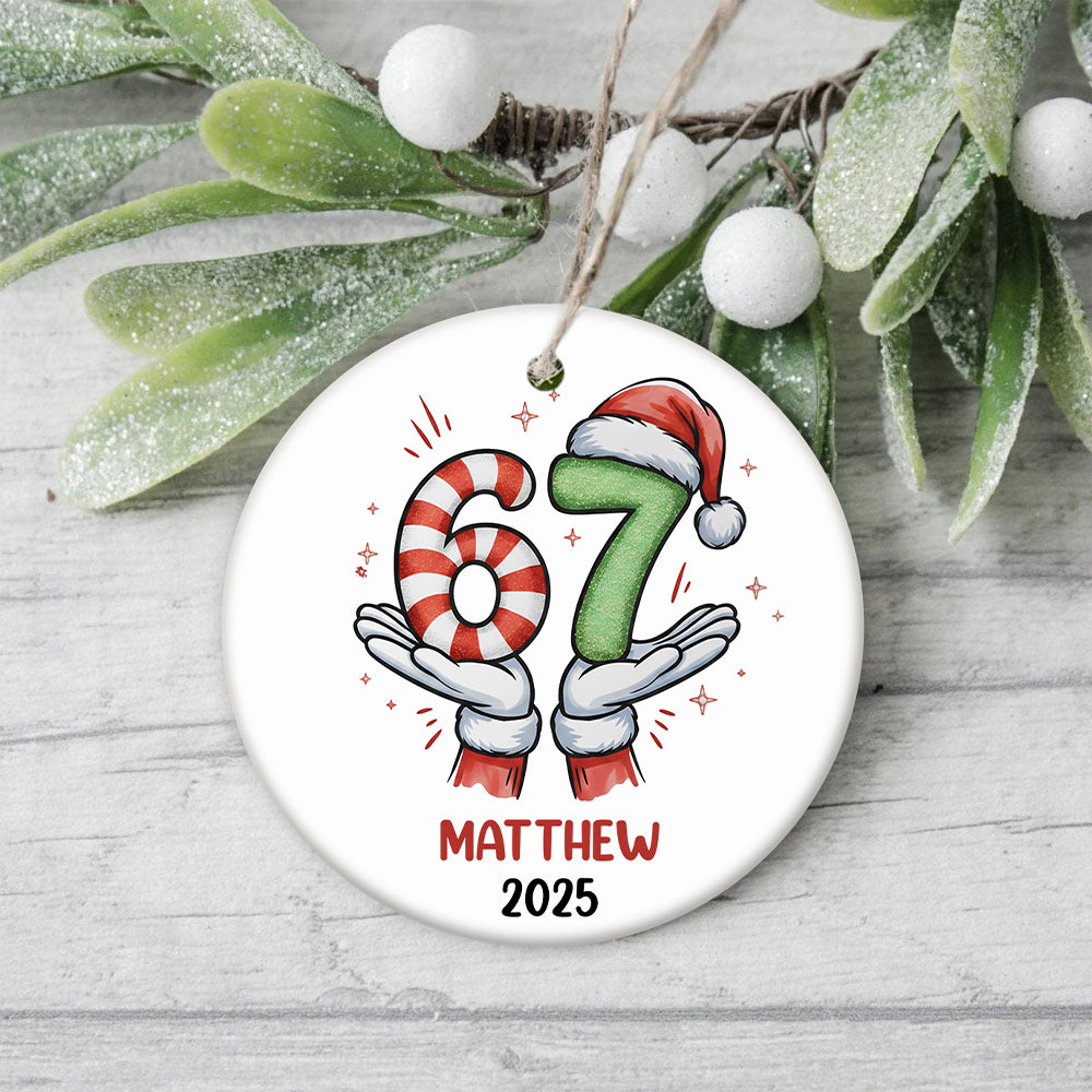 Personalized Funny Kids Six Seven Christmas Ornament, Funny Teen Grandkid Ceramic Ornament HA75 898302