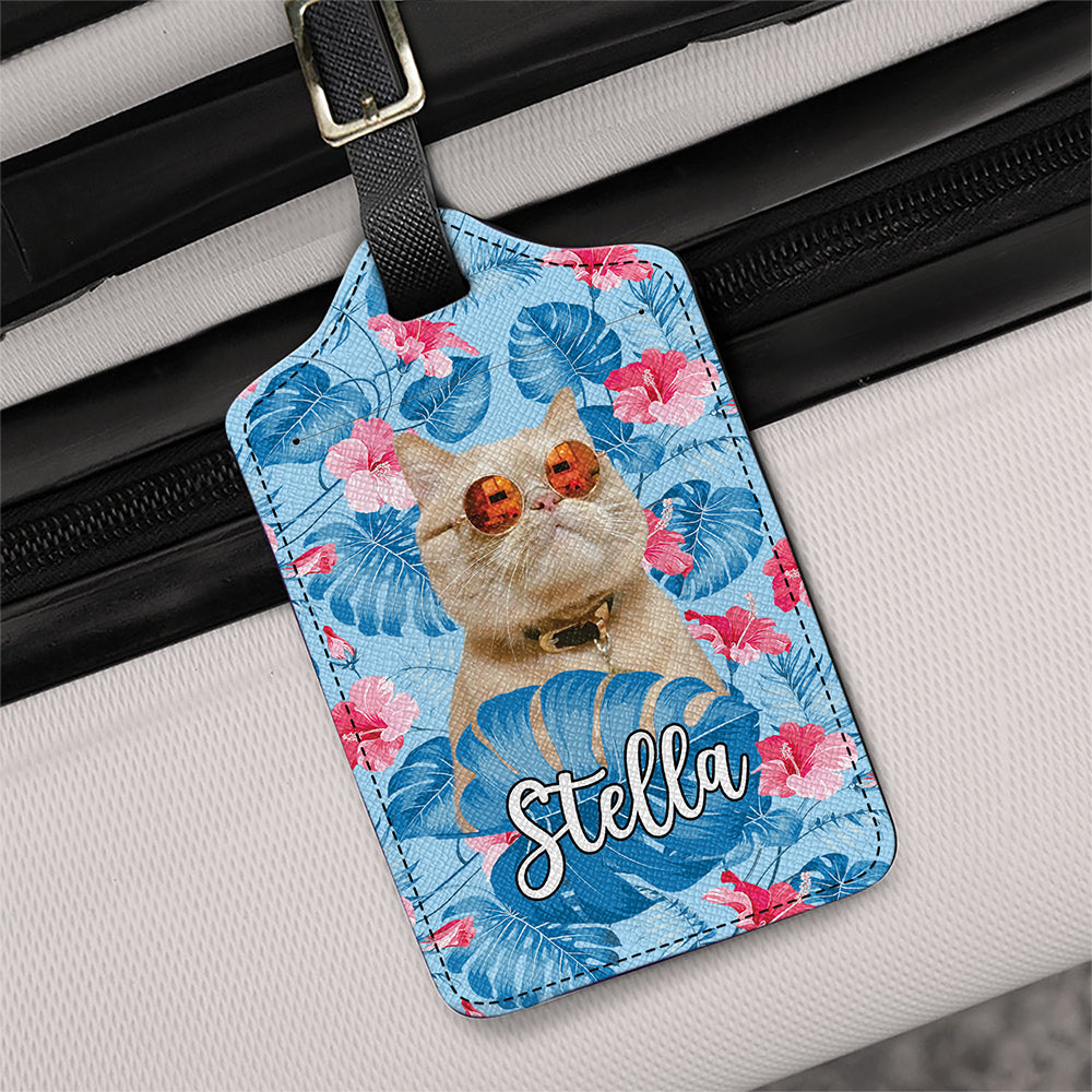 Custom Photo Dog Cat Tropical Pattern Luggage Tag HA75 892720
