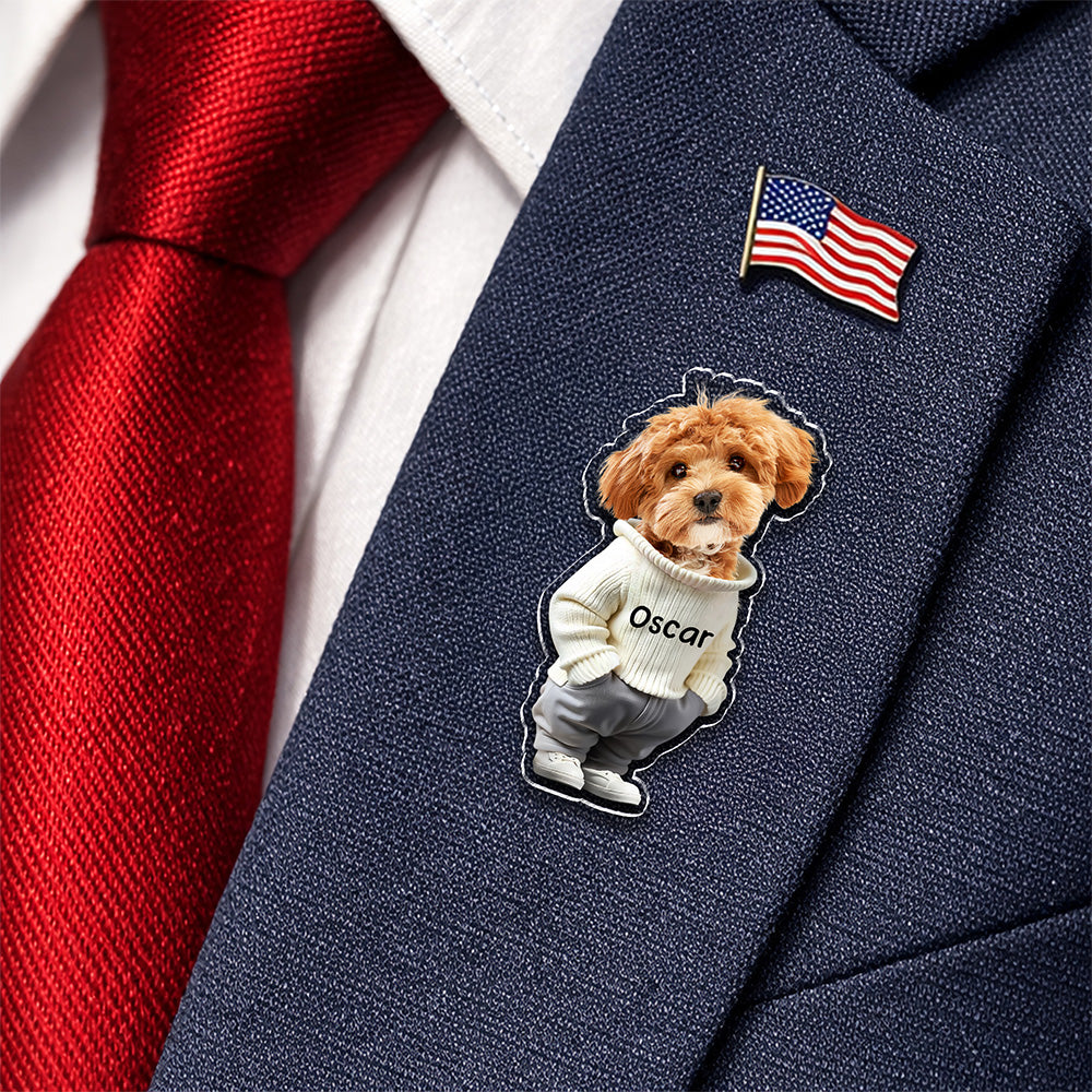 Custom Face Cute Dog Acrylic Pin For Dog Dad Dog Mom CH07 911074