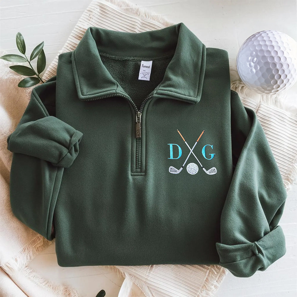 Custom Name Embroidered Golf Quarter Zip Sweater, Unique Golf Enthusiast Gift, Golfers and Coaches Gift HO82 900734