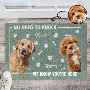 Custom Photo No Need To Knock, We Know You're Here Doormat For Dog Cat Lovers HA75 891936