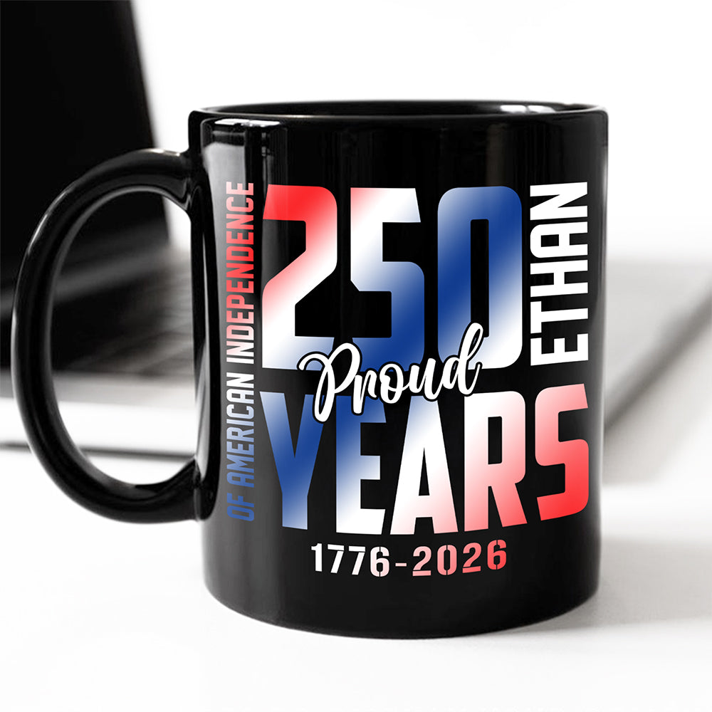 Custom Name 250 Years of American Independence Patriot Black Mug LM32 895149