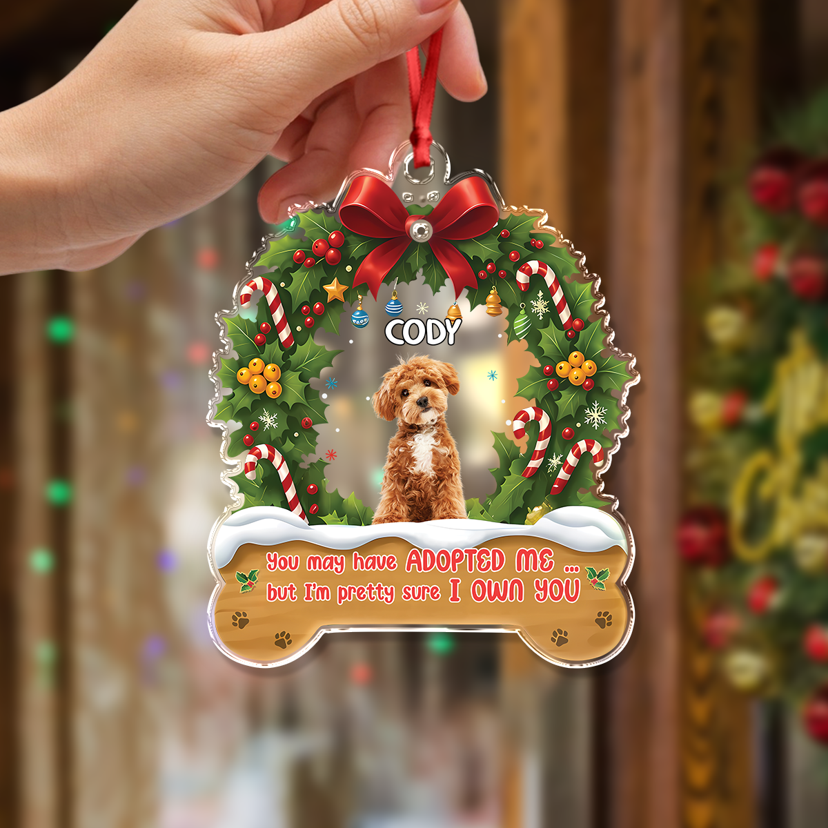 Custom Cute Dog Photo I Own You Christmas Acrylic Ornament LM32 895723
