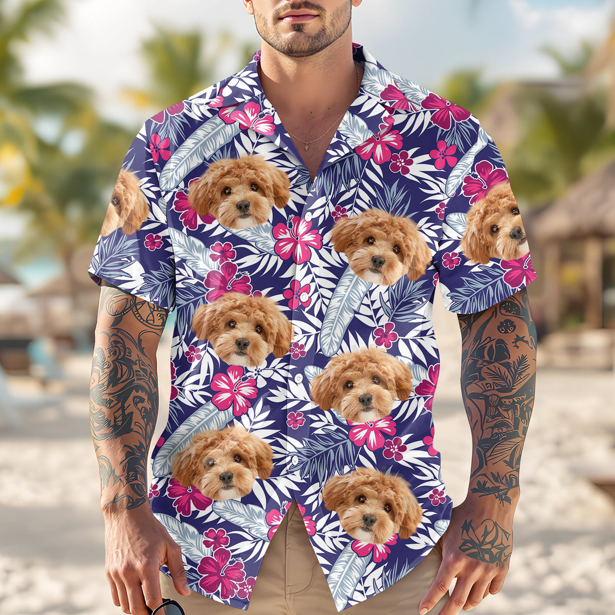Custom Photo Funny Face Dog Family Hawaii Shirt Summer Gift HA75 892252