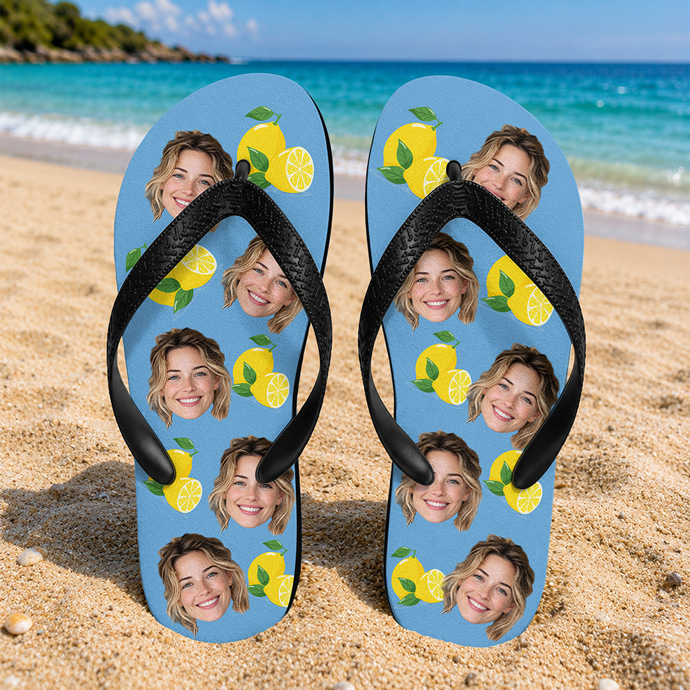 Custom Photo Tropical Summer Pattern Flip Flops - Personalized Beach Gift CH07 911604