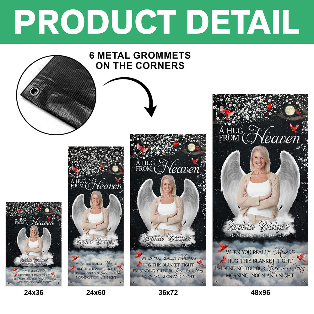 Custom Photo Give A Hug From Heaven Memorial Grave Blanket LM32 893167