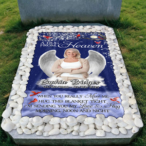 Custom Photo Give A Hug From Heaven Memorial Grave Blanket LM32 893167