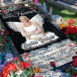 Custom Photo Give A Hug From Heaven Memorial Grave Blanket LM32 893167
