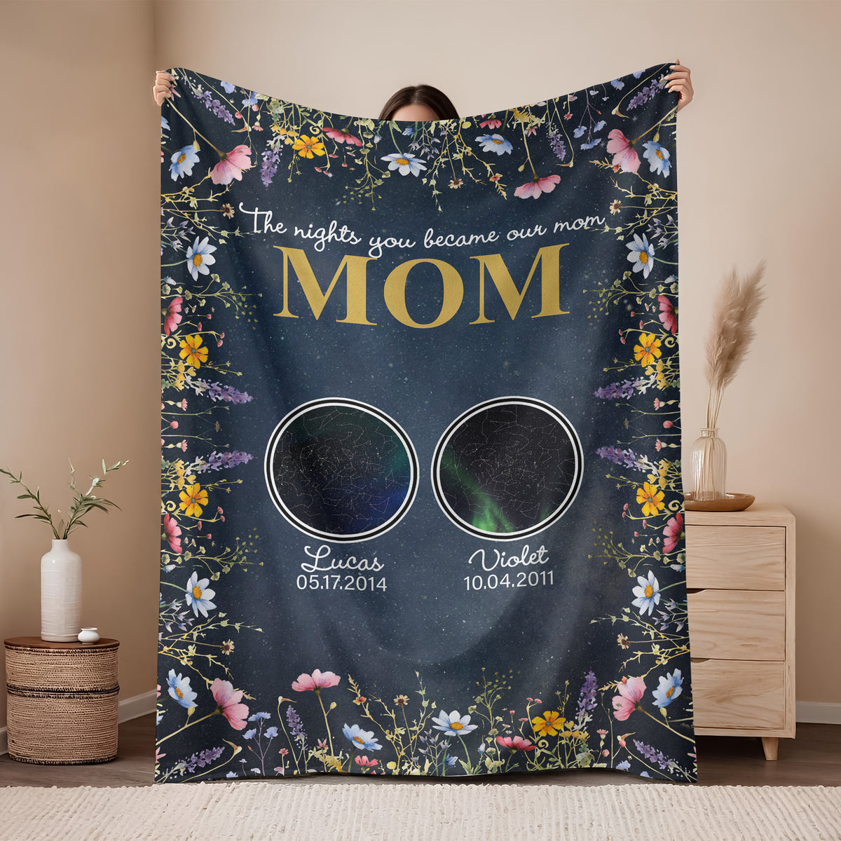 The Night You Became Mom Grandma Personalized Star Map Blanket Mother's Day Gift CH07 895296