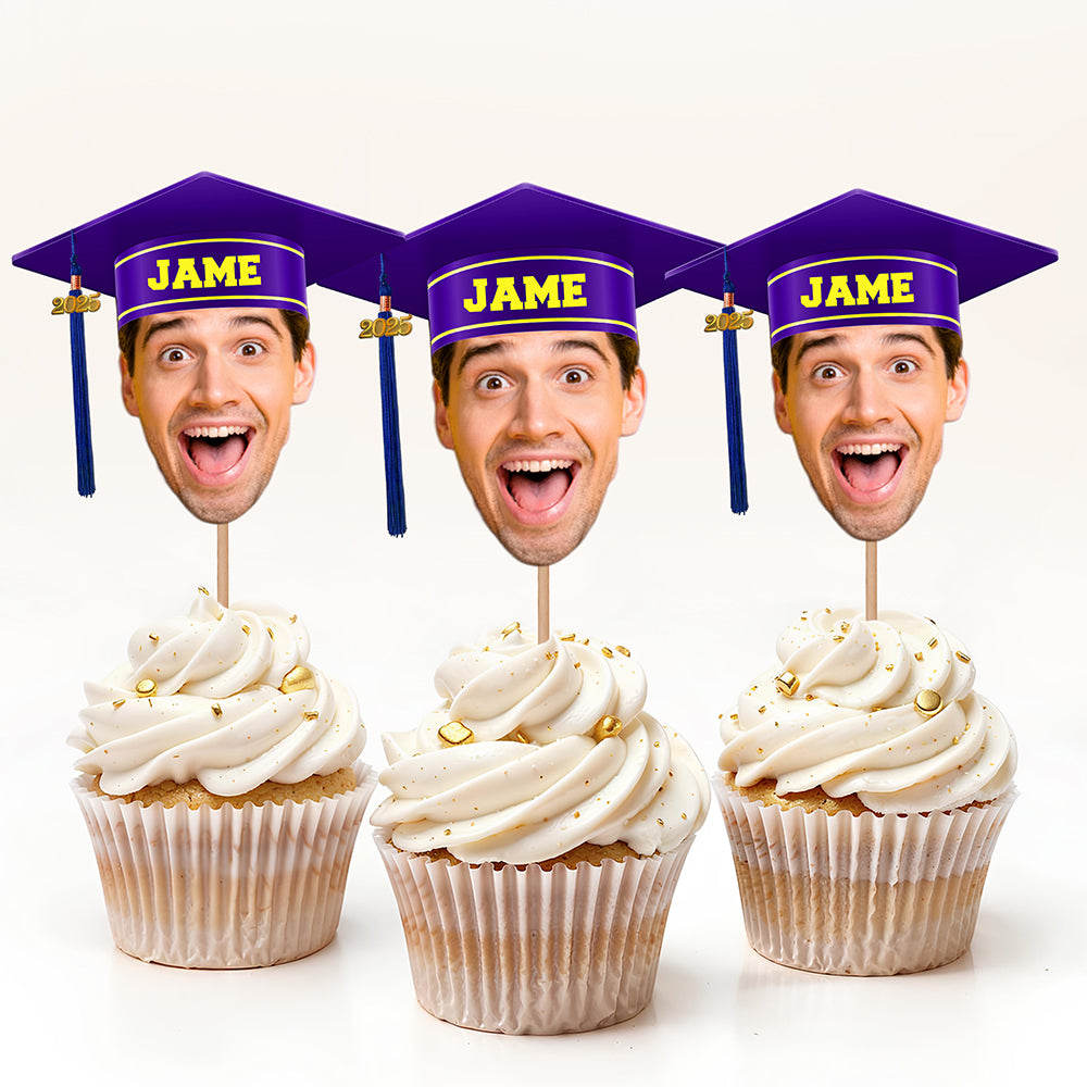 Custom Face Photo With Graduation Hat Cupcake Toppers For Party TH10 892497