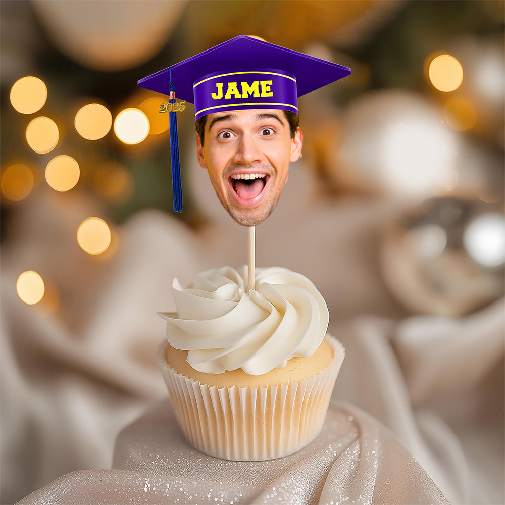 Custom Face Photo With Graduation Hat Cupcake Toppers For Party TH10 892497