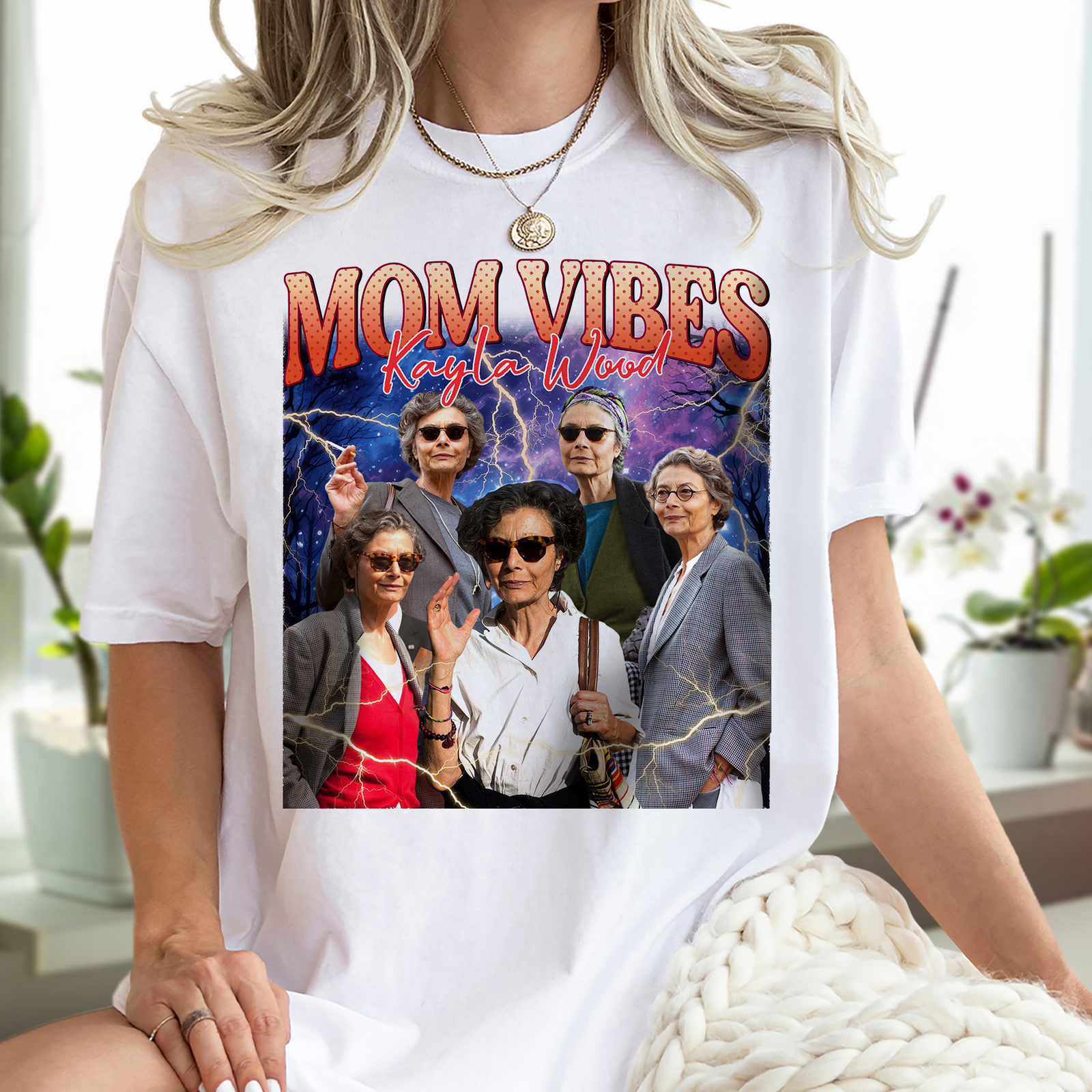Custom Photo Mom Vibes - Personalized Cool Moms Club Retro Style Birght Shirt CH07 895346