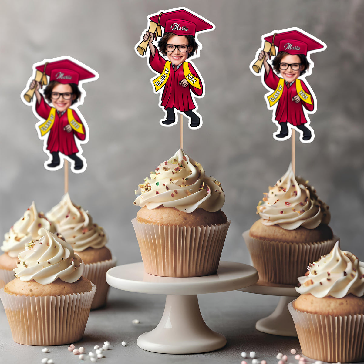 Custom Photo Graduate Personalized Cupcake Toppers Graduation Day Party Decor CH07 895328