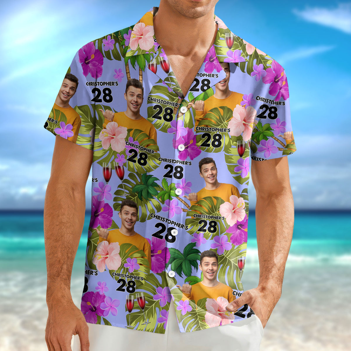 Custom Birthday Photo Tropical Style Hawaii Shirt Summer Gift CH07 895664