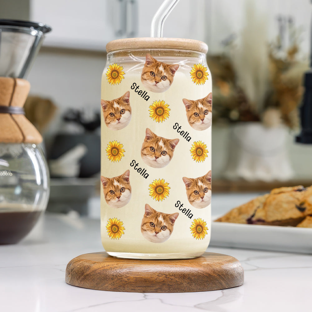 Custom Dog Cat Face Glass Can Funny Gift For Dog Lovers Cat Lovers CH07 895618