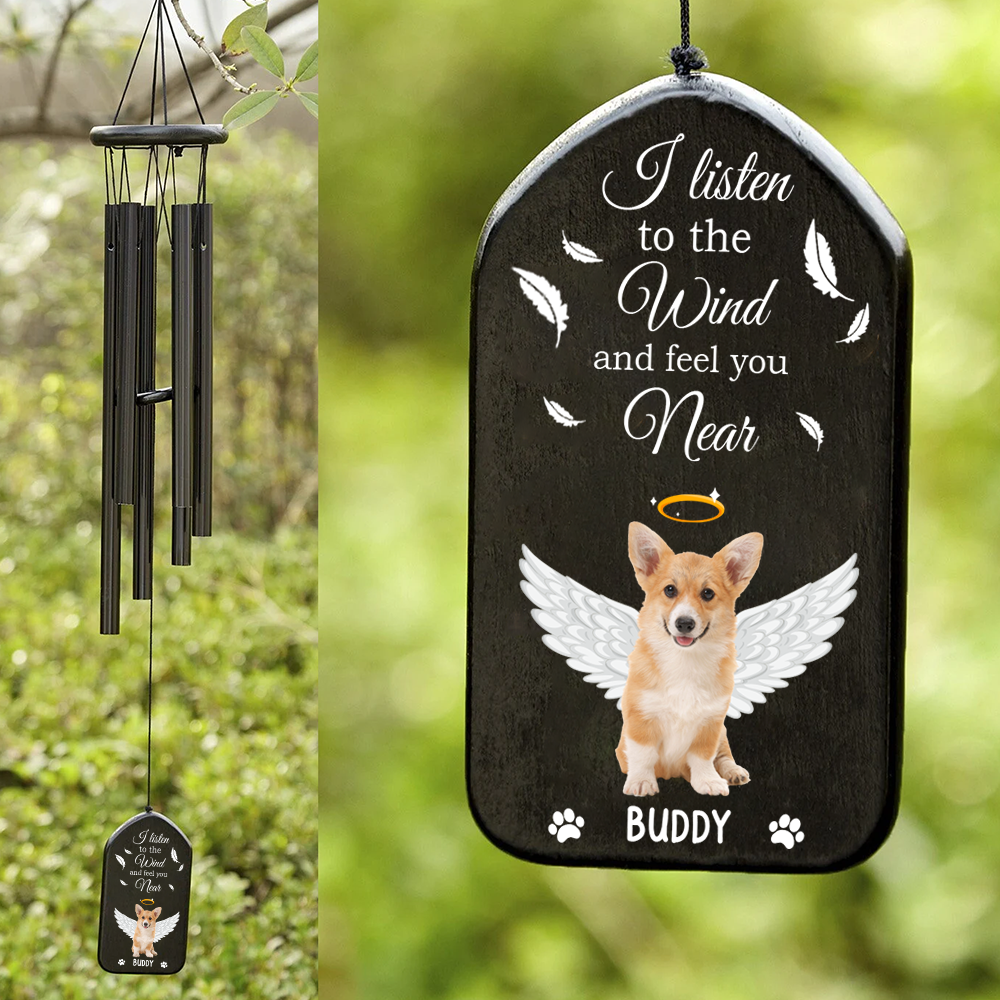 Forever in My Heart, Never Forgotten Custom Photo Dog Cat Memorial Wind Chimes CH07 895424