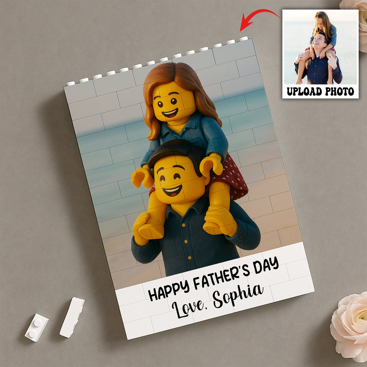 Custom Lego Photo Dad - Kid Family Rectangle Shaped Building Brick Blocks Gift LM32 893563