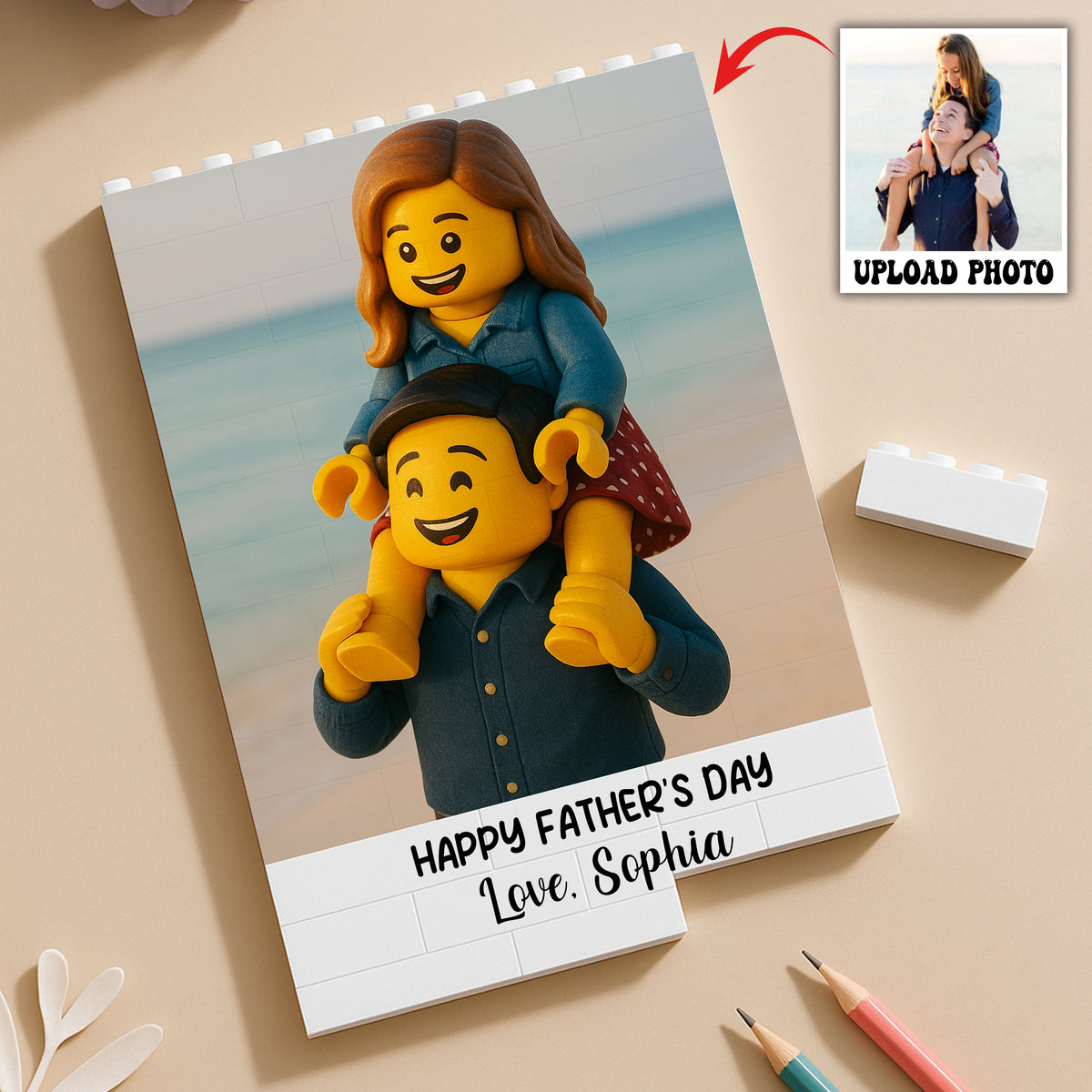 Custom Lego Photo Dad - Kid Family Rectangle Shaped Building Brick Blocks Gift LM32 893563