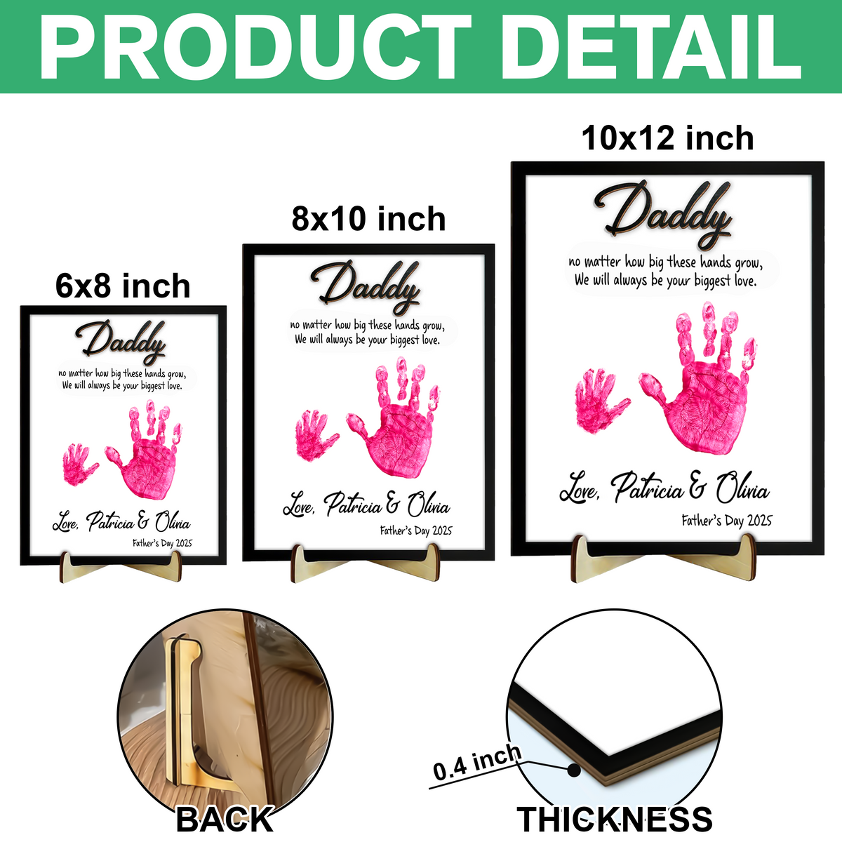 Custom Hand Down 2-Layered Wooden Plaque With Stand Gift For Father LM32 893507