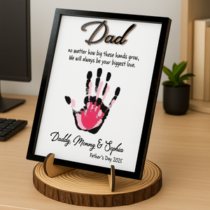 Custom Hand Down 2-Layered Wooden Plaque With Stand Gift For Father LM32 893507