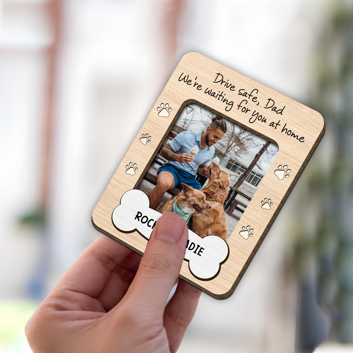 Custom Dog Dad Photo Drive Safe Daddy 2 Layered Car Visor Clip CH07 895940