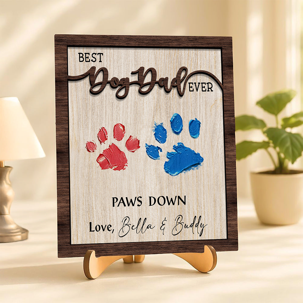Best Cat Dad Ever Hands Down 2-Layered Wooden Plaque With Stand For Cat Lover TH10 894033