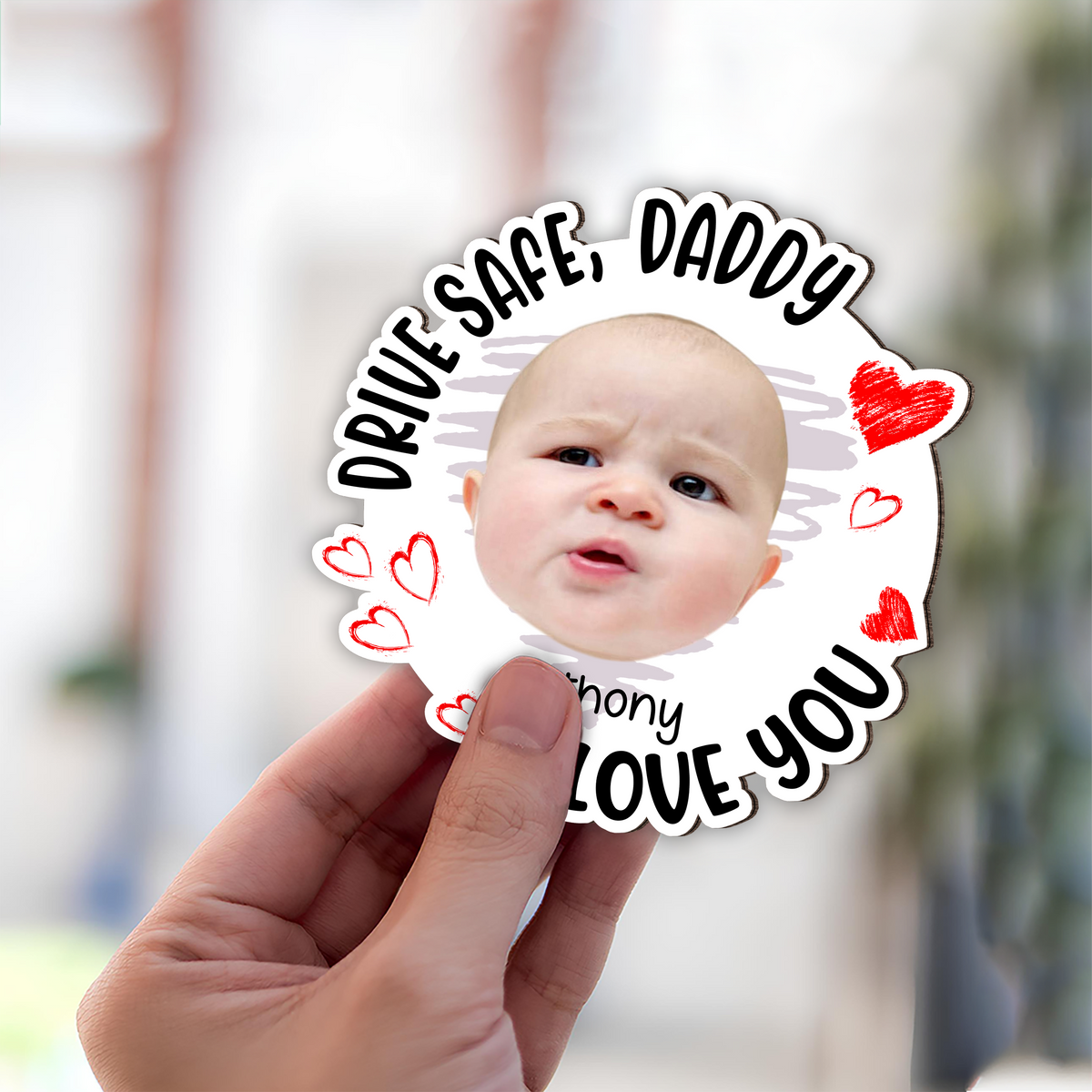 Drive Safe, Daddy Fun Kid Faces - Personalized Photo Car Visor Clip CH07 895910