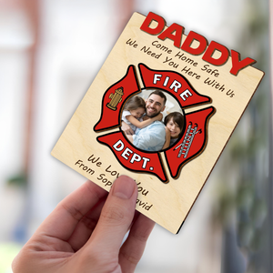 Custom Photo Dad Car Visor Clip Gift For Firefighter CH07 896066