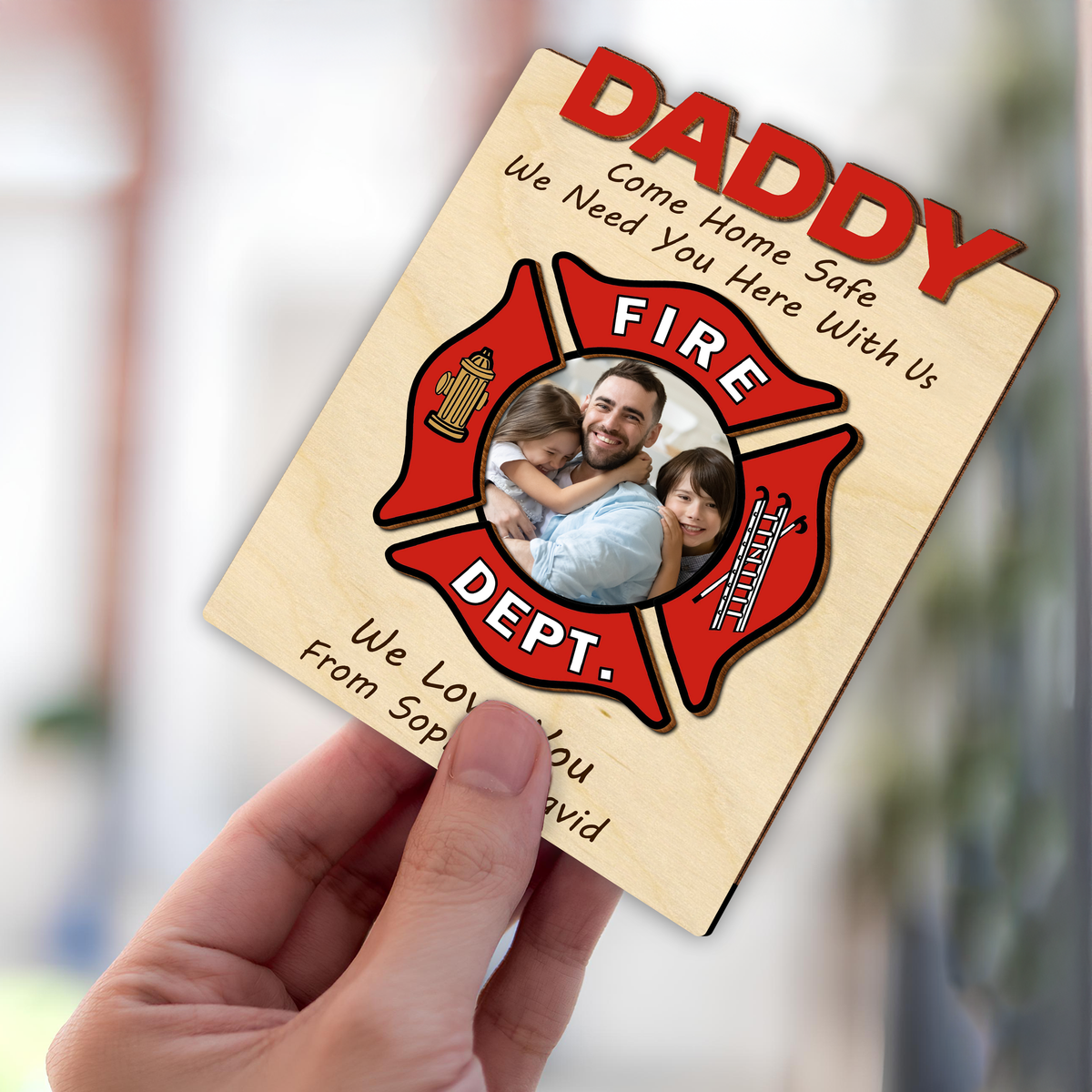 Custom Photo Dad Car Visor Clip Gift For Firefighter CH07 896066