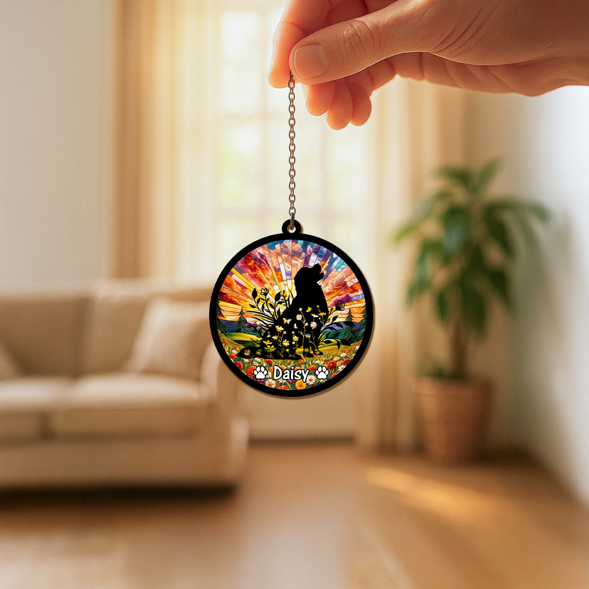 Custom Floral Dog Memorial Suncatcher For Dog Lovers TH10 894507