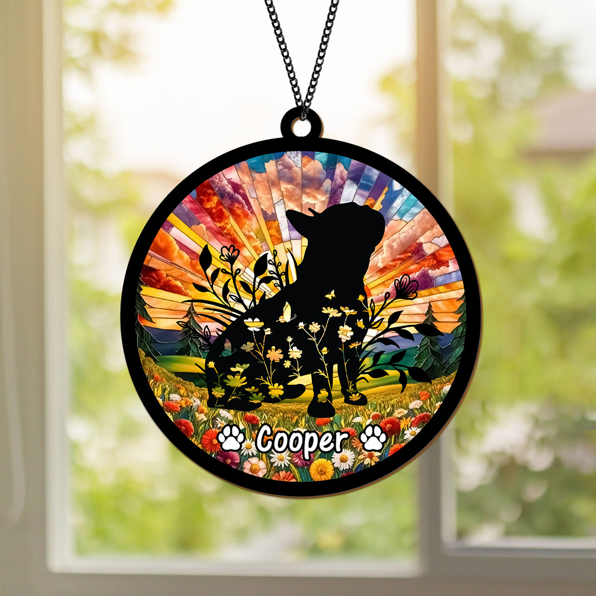 Custom Floral Dog Memorial Suncatcher For Dog Lovers TH10 894507