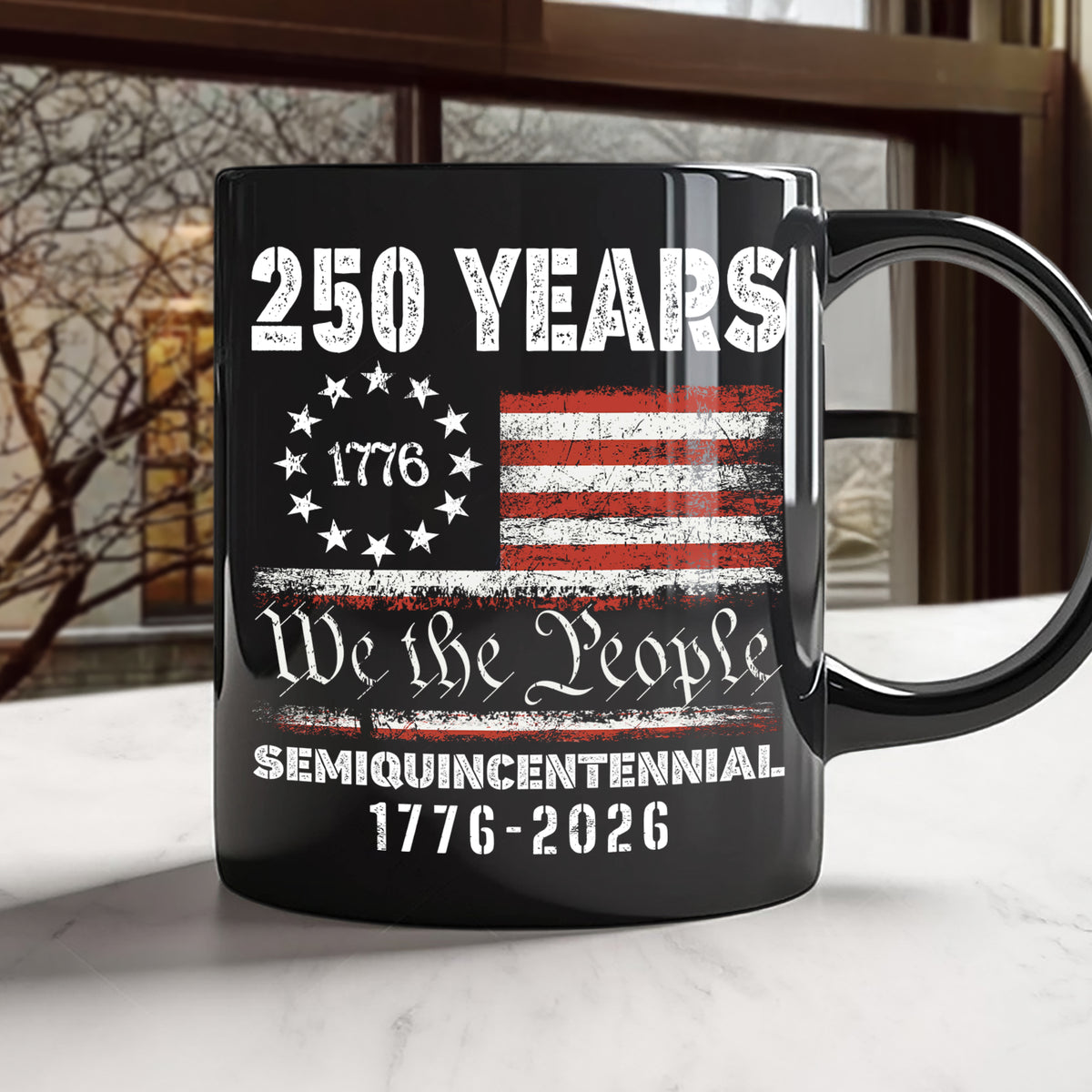 Celebrate Our America 250th Anniversary United States Semiquincentennial Black Mug HA75 897406