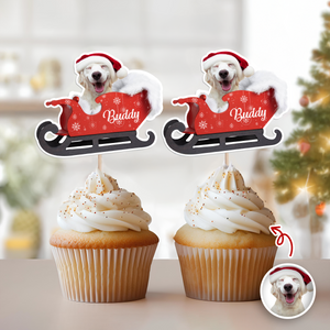 Custom Dog Photo Santa Cupcake Cupcake Toppers HO82 894580