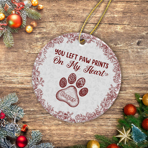 Personalized You Left Paw Prints On My Heart Toile De Jouy Style For Dog Lover Ceramic Ornament HA75 897154