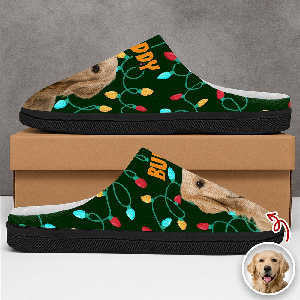 Custom Photo Dog Cat Christmas Lights Slippers Unique Funny Gift HA75 897482