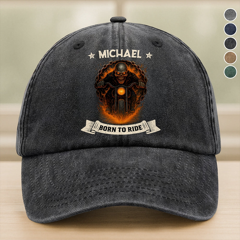 Born To Ride Personalized Biker Lovers Denim Cap CH07 896548