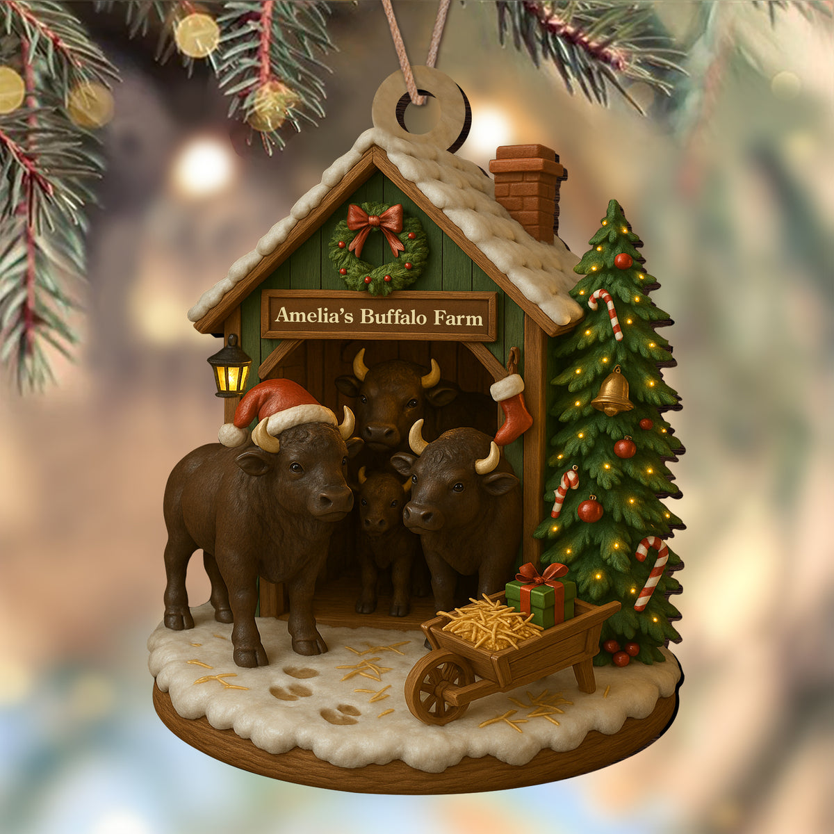 Custom Name Buffalo Farm Wood Ornament – Christmas Gifts for Women & Men LM32 895611