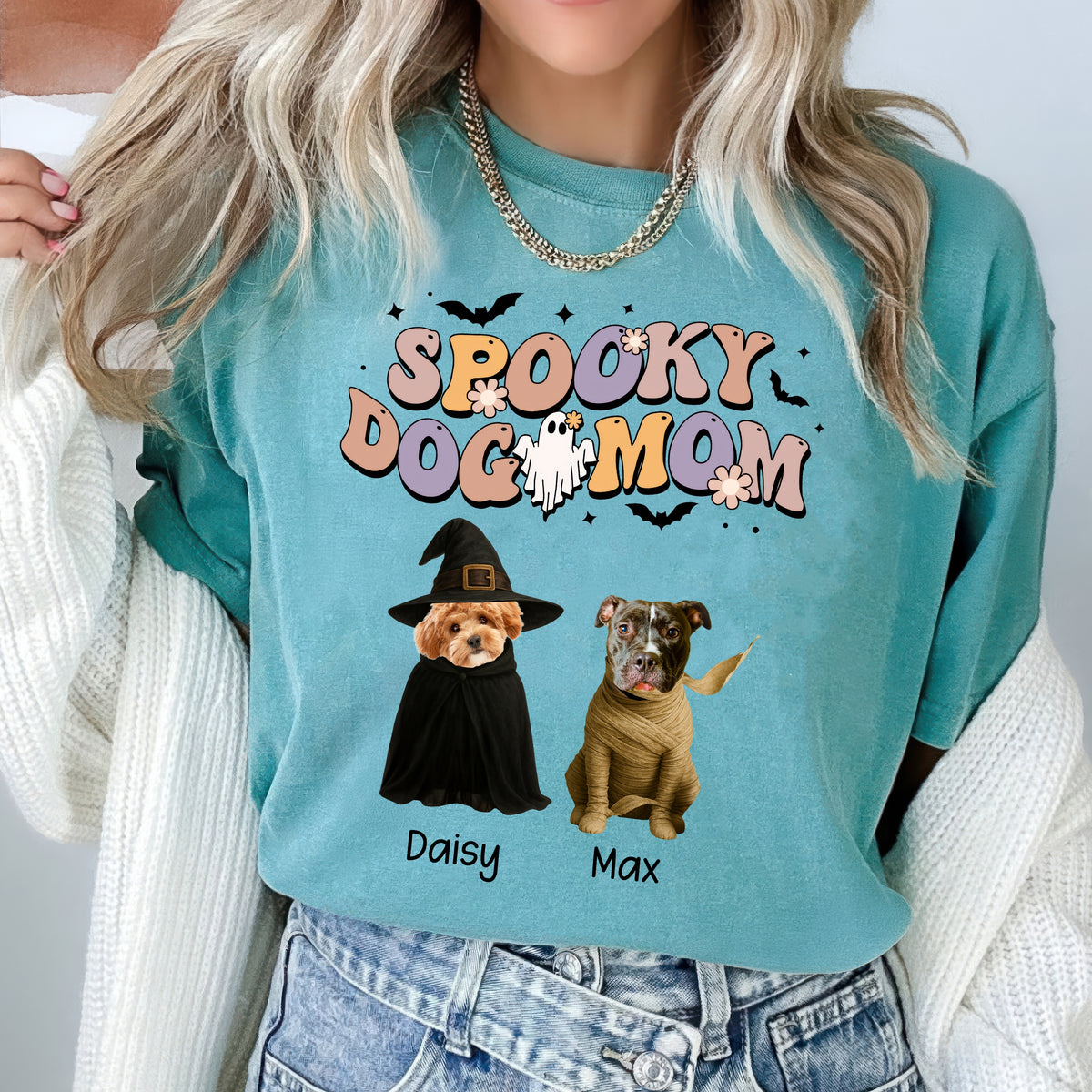 Custom Photo Spooky Dog Mom Comfort Shirt For Halloween TH10 896159