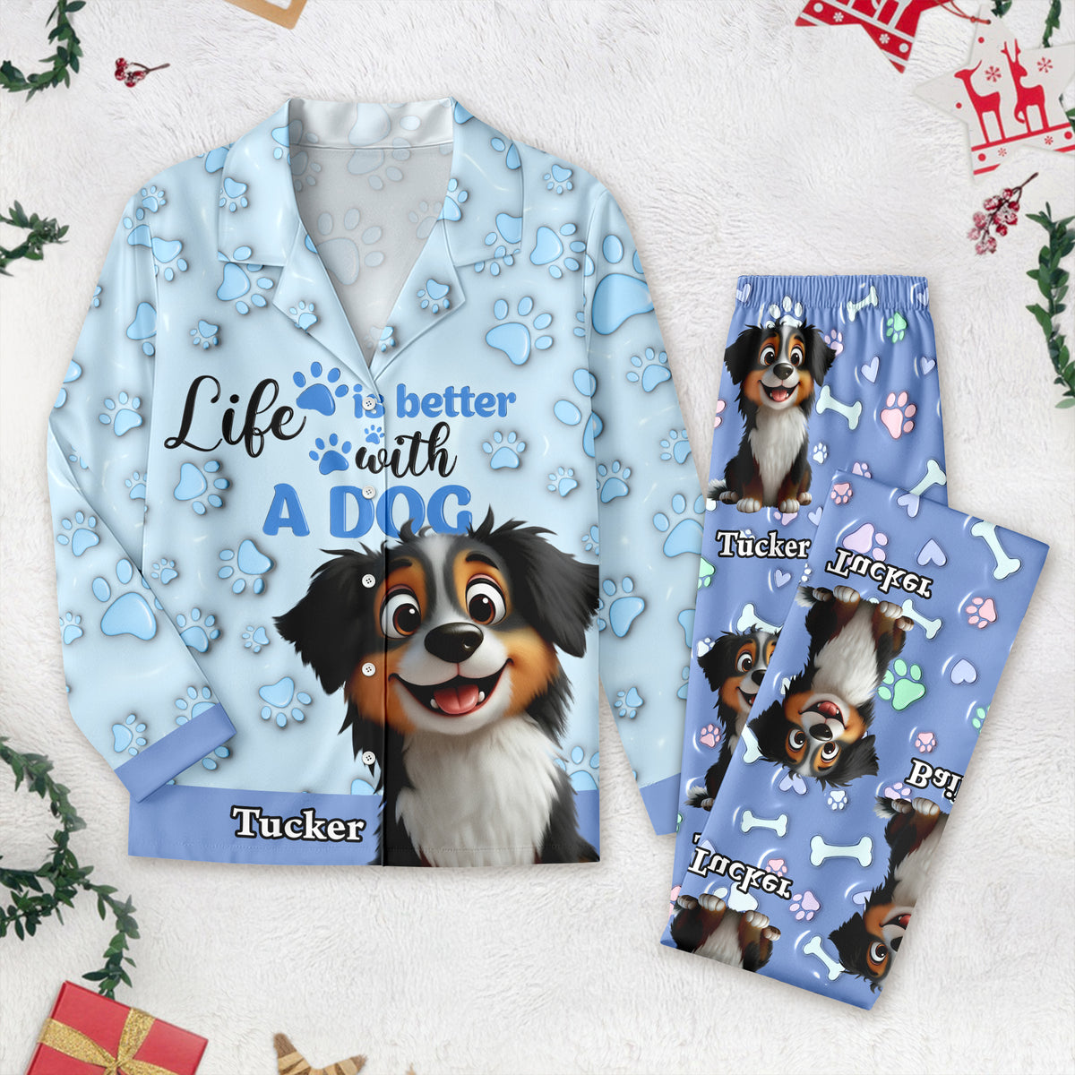 Custom Dog Name Life Is Better With Dogs 3D Effect Pajamas LM32 895929