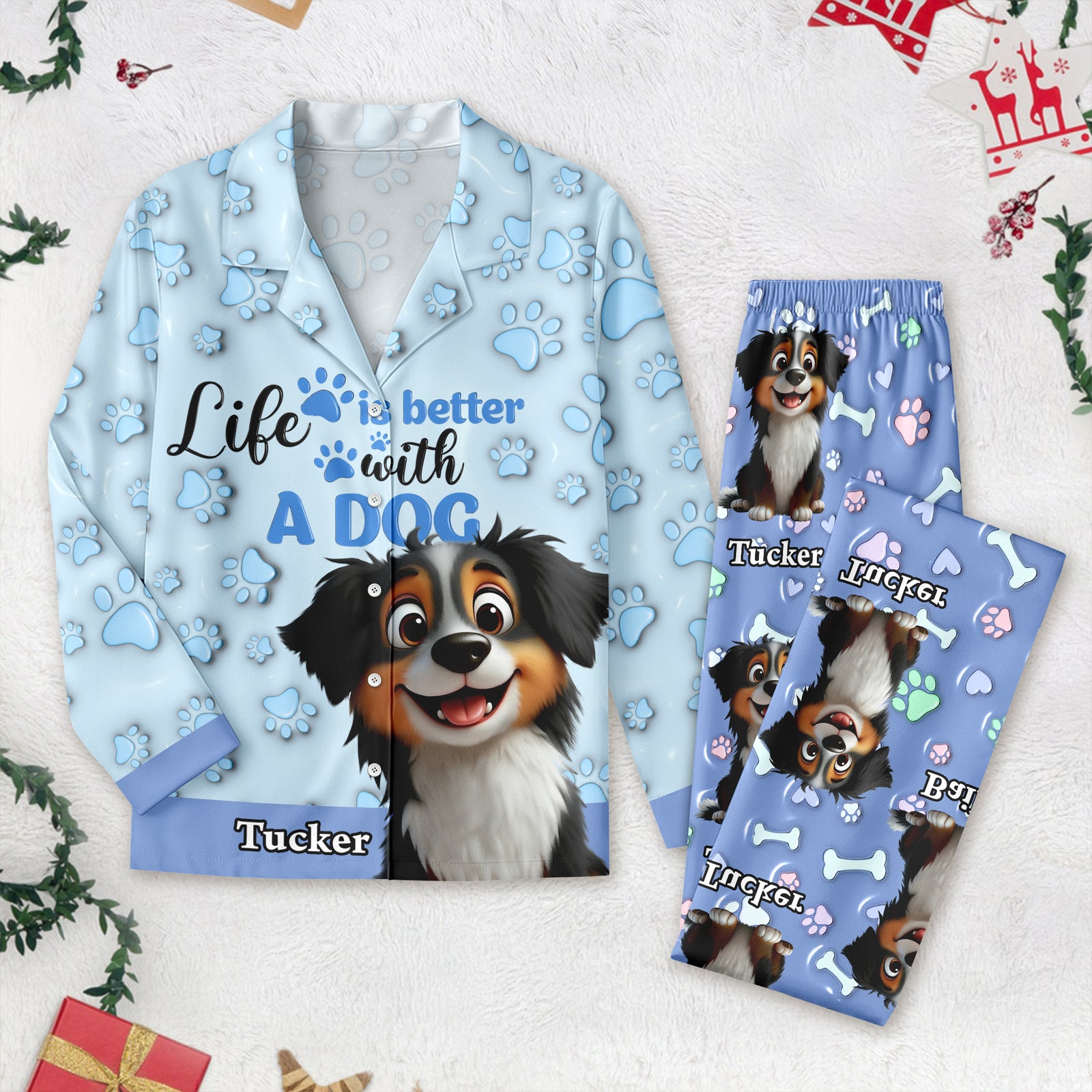 Custom Dog Name Life Is Better With Dogs 3D Effect Pajamas LM32 895929