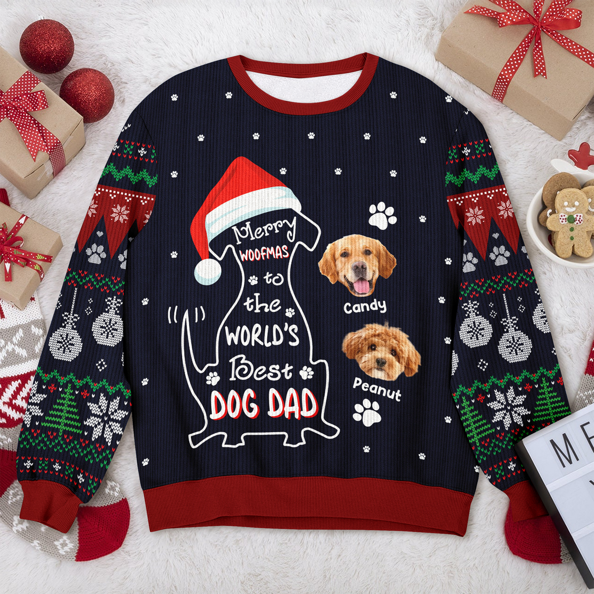 Custom Photo Merry Woofmas To The World Dog Ugly Sweater CH07 899464