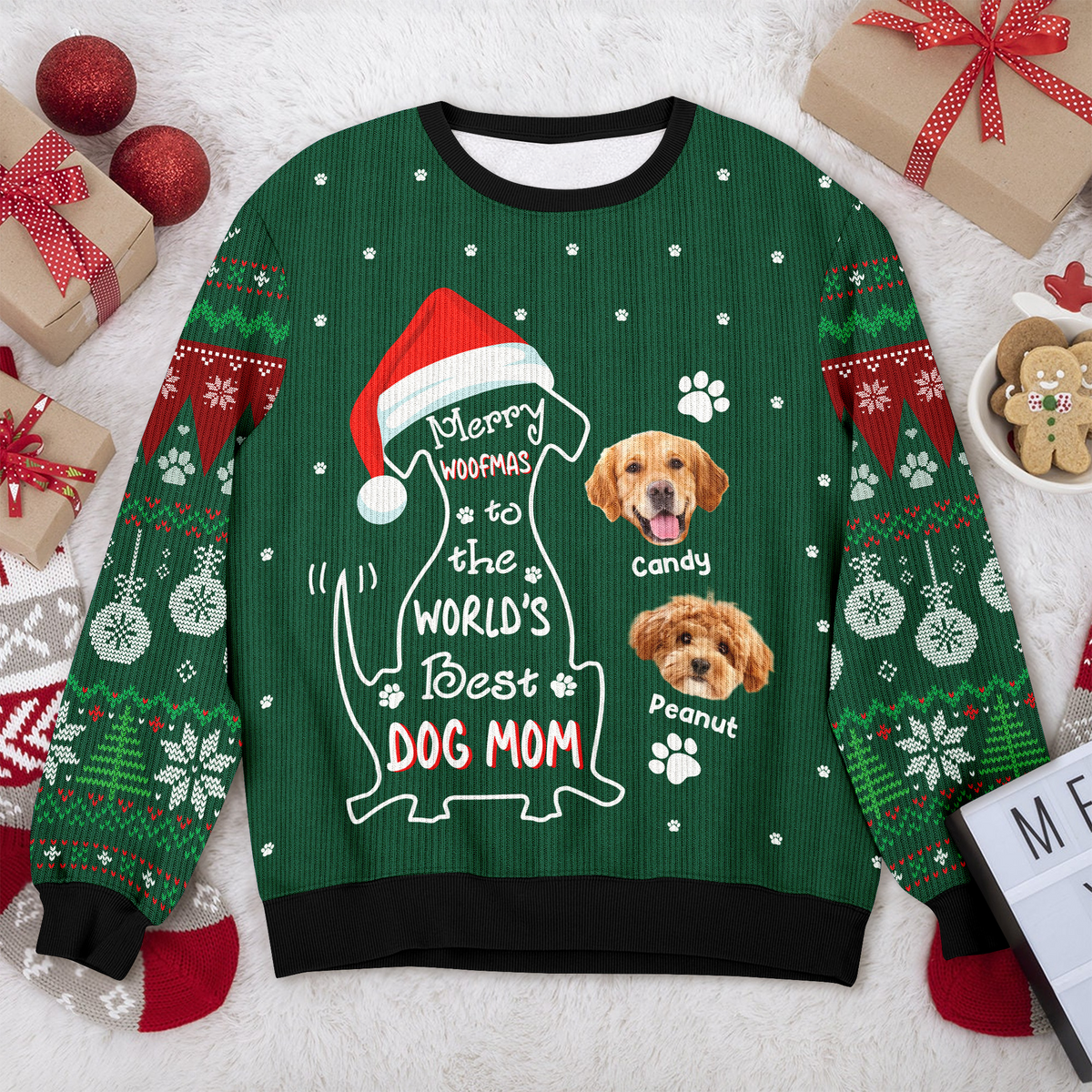 Custom Photo Merry Woofmas To The World Dog Ugly Sweater CH07 899464