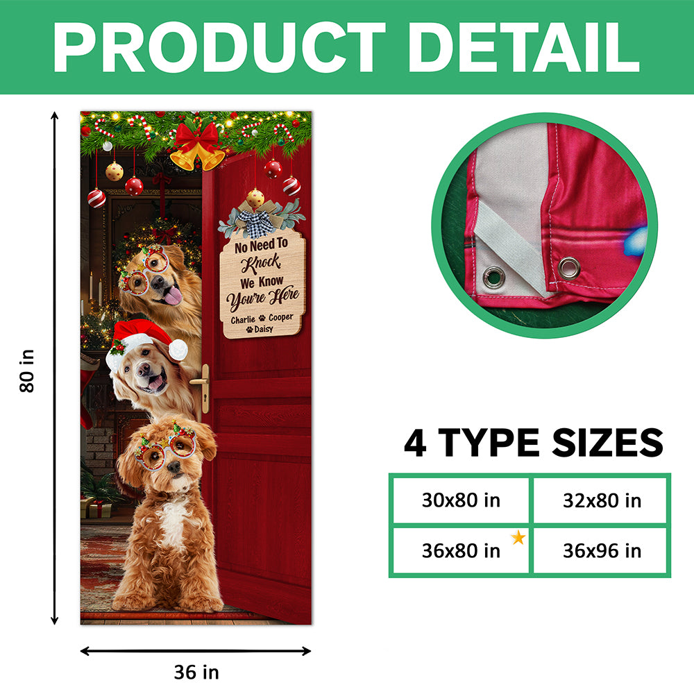 Custom Photo Santa Dog No Need To Knock Christmas Decoration Door Cover LM32 895673