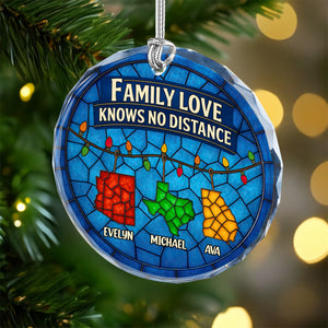 Personalized Gift Family Love Knows No Distance Glass Ornament LM32 895627
