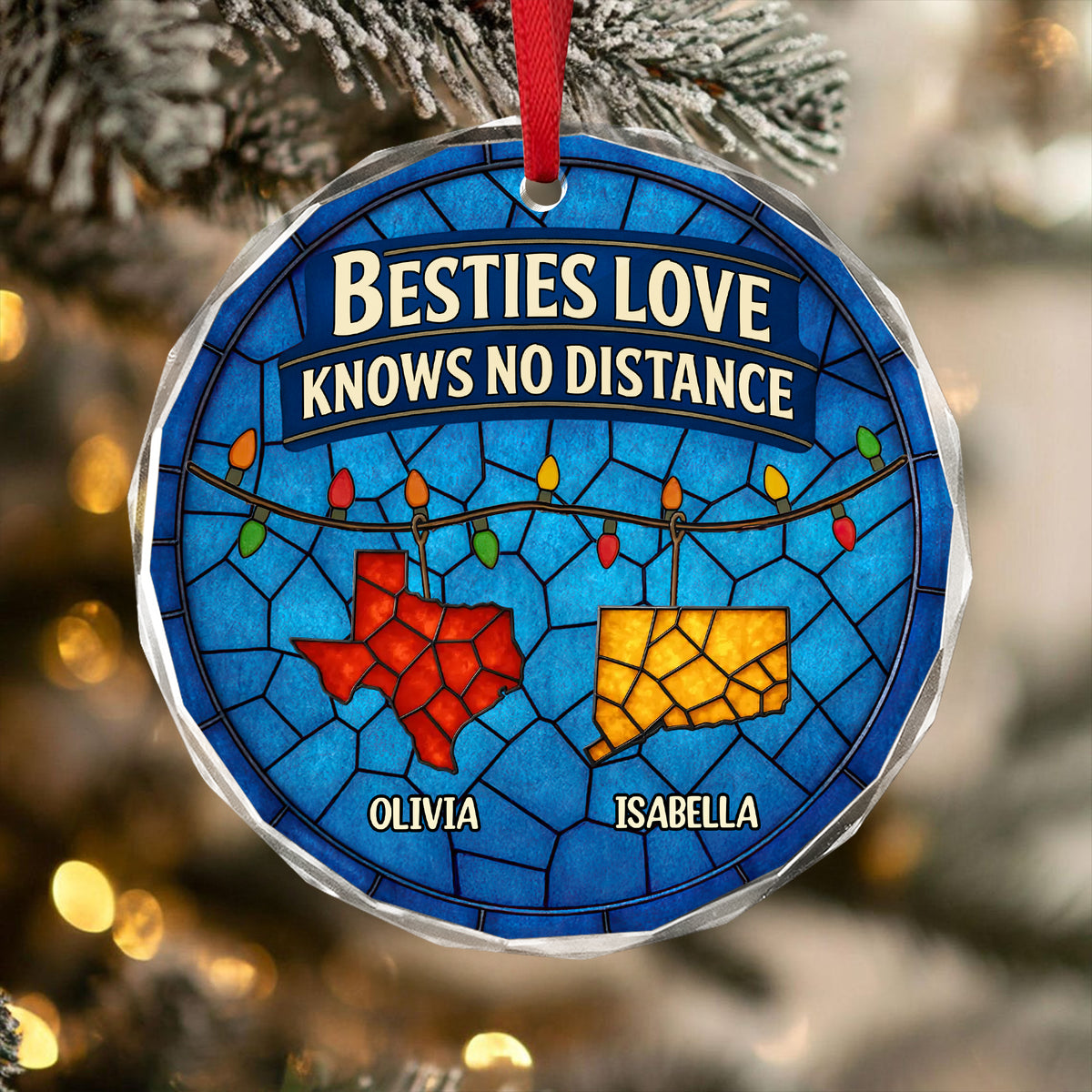 Personalized Gift Family Love Knows No Distance Glass Ornament LM32 895627