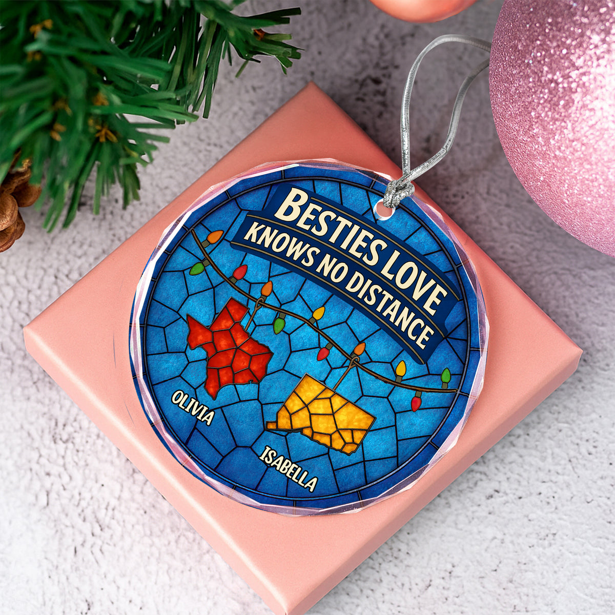 Personalized Gift Family Love Knows No Distance Glass Ornament LM32 895627