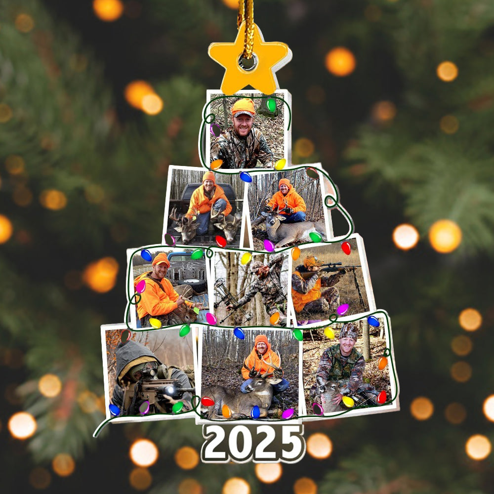Custom Photo Christmas Tree For Hunting Lover Acrylic Ornament N304 890107