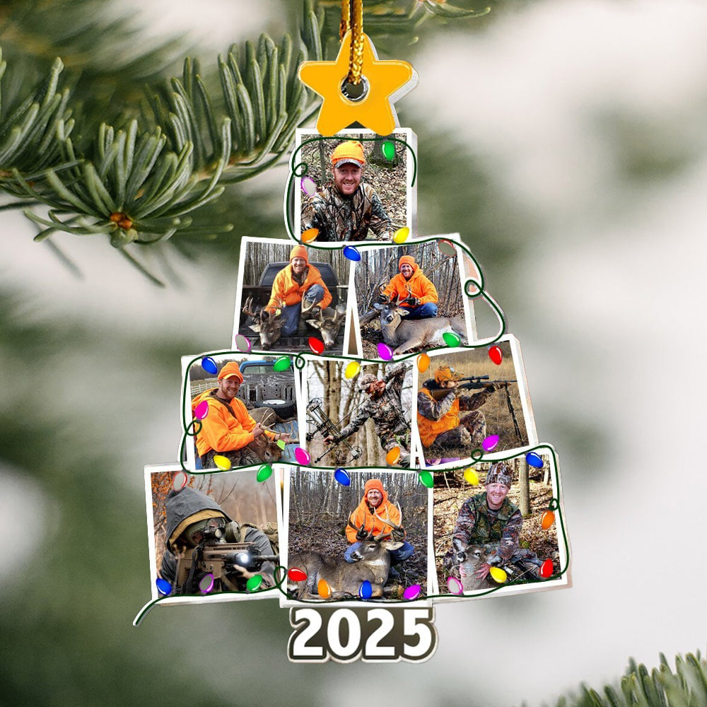 Custom Photo Christmas Tree For Hunting Lover Acrylic Ornament N304 890107